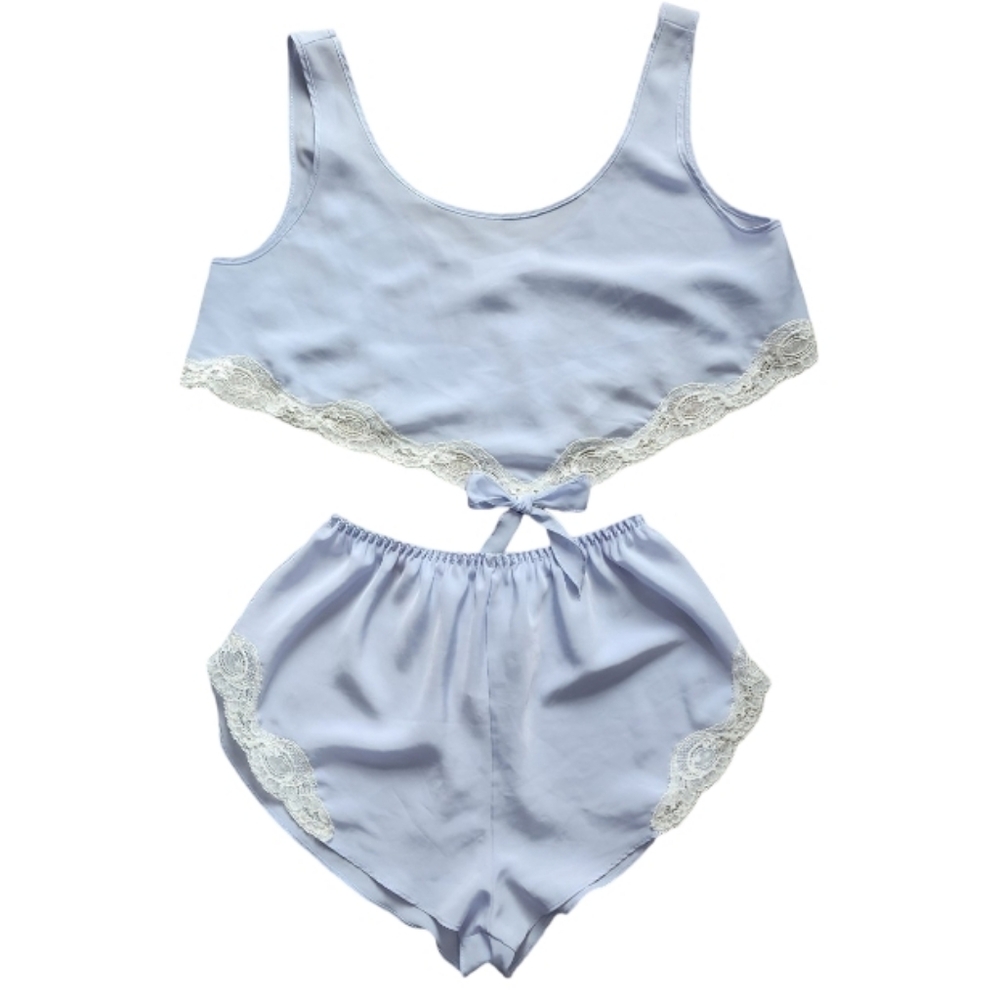 Soft Surroundings Blue Lace Cami Set Women's Medium